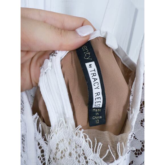 Tracy Reese Fairy Boho Lace Mini Dress 10 White Bridal Bachelorette Event Party - Picture 4 of 11